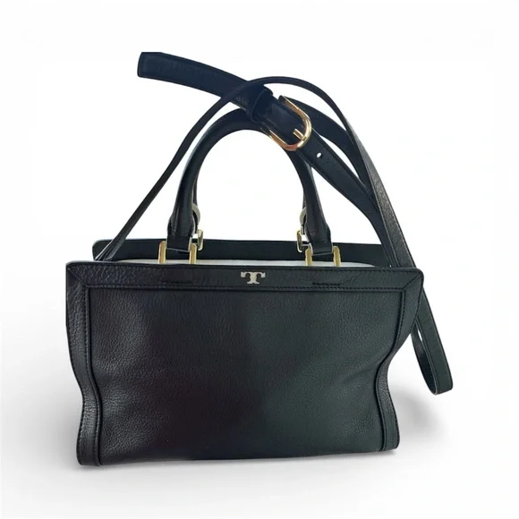 👜 😍ToryBurch black and white Leather satchel